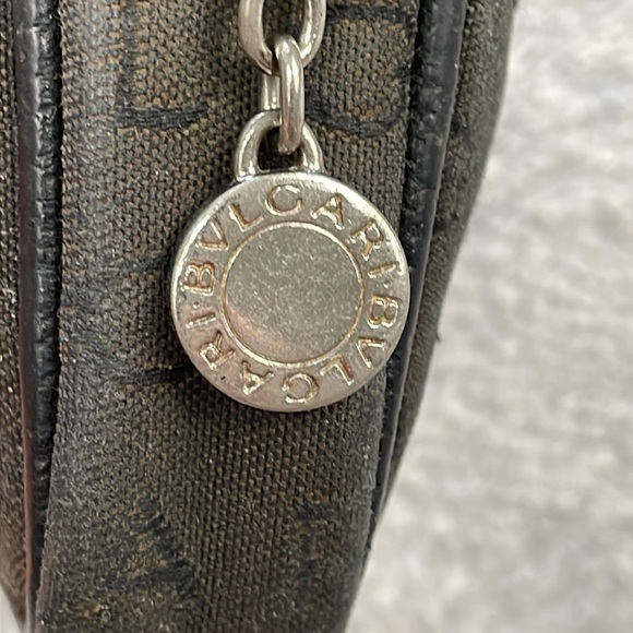 Bvlgari Mono Logo Mania Mini Zip Pouch Case Black Canvas Compact - Picture 8 of 14